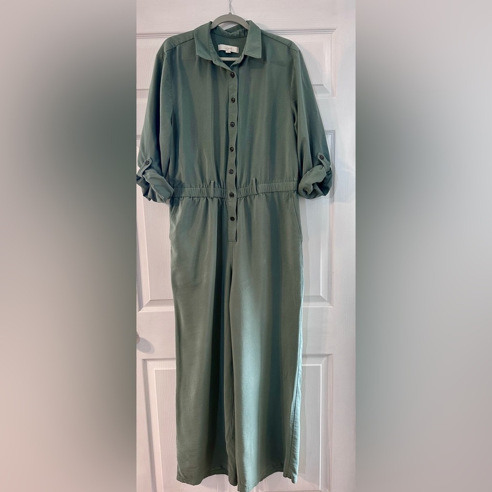 LOFT Olive Green Long Sleeve Jumpsuit